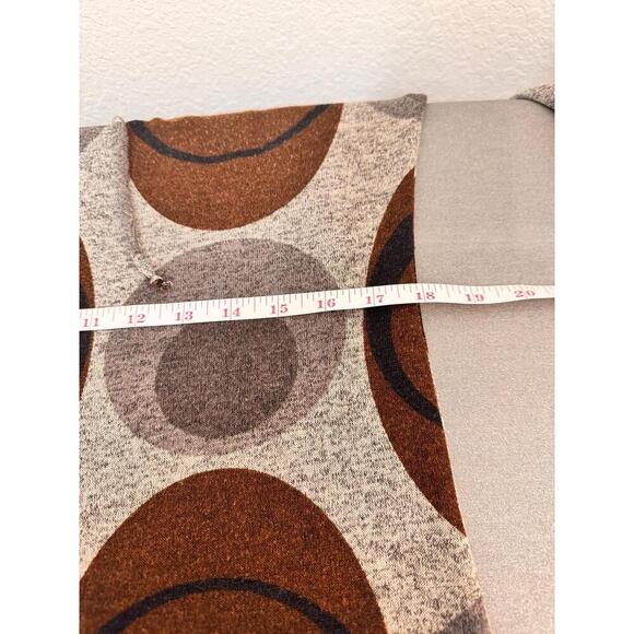 Dressbarn Brown Gray Long Sleeves Tie Front Oval Pattern Casual Dress 10 Retro - Picture 8 of 10